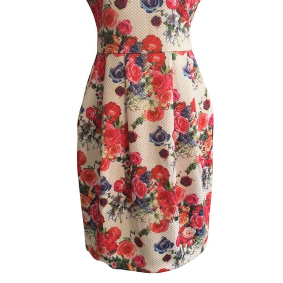 HAZEL MAE WHITE BACKGROUND AND BEAUTIFUL FLORAL PATTERN DRESS, SZ. M, NEW - Picture 3 of 8